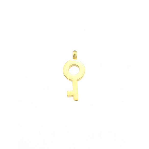 Stainless Steel Charm Mini Key 8x15mm - Gold