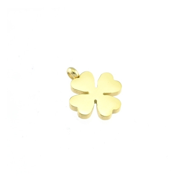 Stainless Steel Charm Clover 12mm - Gold