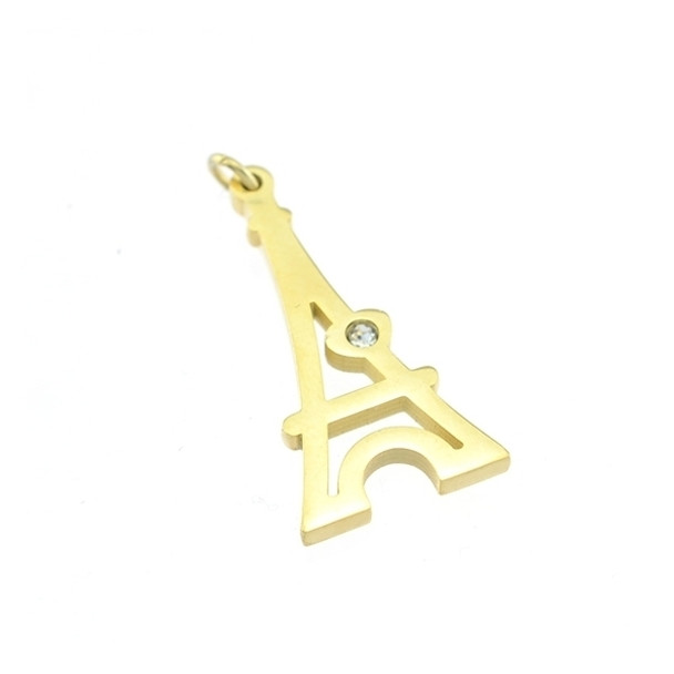 Stainless Steel Charm Eiffel Tower 14x26mm - Gold