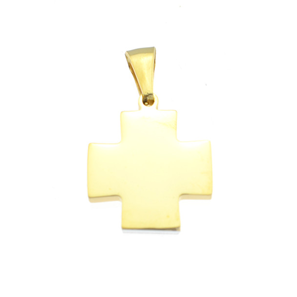 Stainless Steel Charm Square Cross 22mm - Gold