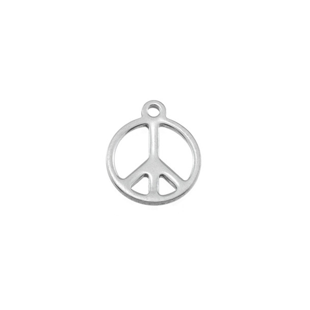 Stainless Steel Peace Sign Charm - 15mm - 20/Pack