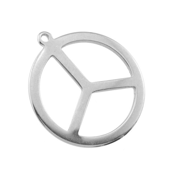 Stainless Steel Peace Sign Charm - 28mm - 20/Pack