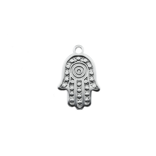 Stainless Steel Hamsa Hand Charm with Swirl - 13mm x 21mm - 12/Pack