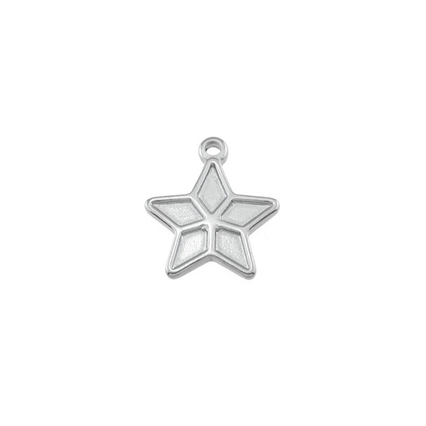 Stainless Steel Star with Recess Charm - 15mm - 9/Pack