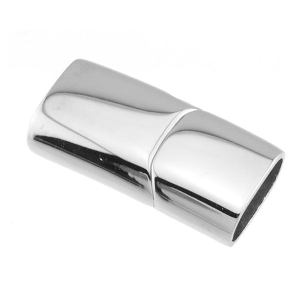 Stainless Steel - Slide In Magnetic Leather Clasp (12.0 x 6.0 mm Oval Hole) - 1/Pack