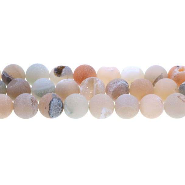 African Agate with Druzzy Round Frosted 12mm - Loose Beads
