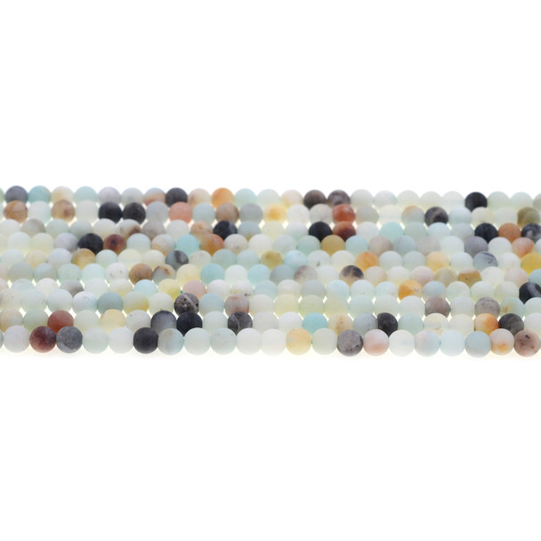 Multicolor Amazonite Round Frosted 4mm - Loose Beads