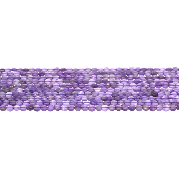 Amethyst Banded Coin Puff Faceted Diamond Cut 4mm x 4mm x 2mm - Loose Beads