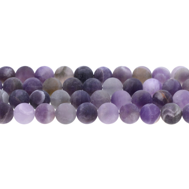 Amethyst Banded Round Frosted 10mm - Loose Beads