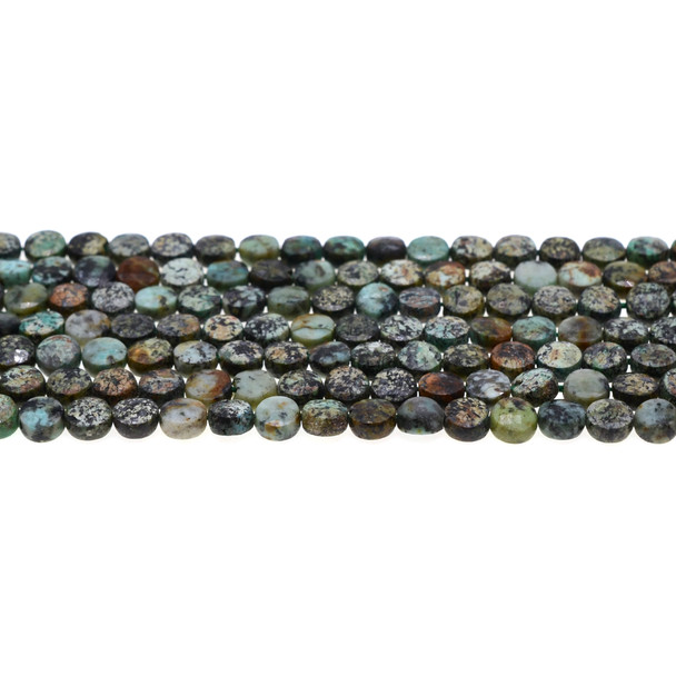 African Turquoise Coin Puff Faceted Diamond Cut 6mm x 6mm x 3mm - Loose Beads