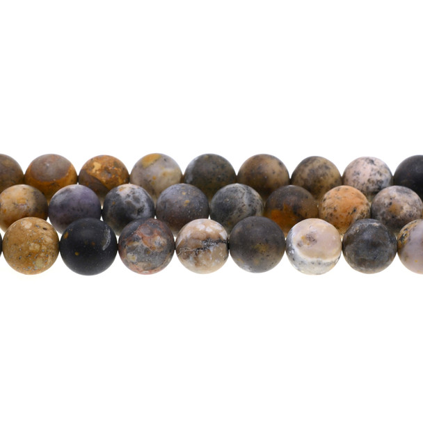 Black Moss Opal Round Frosted 12mm - Loose Beads