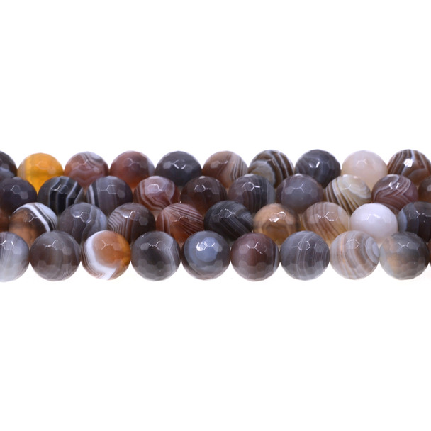 Botswana Agate Round Faceted 10mm - Loose Beads
