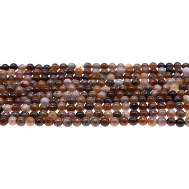 Brown Petrified Wood Round 4mm - Loose Beads