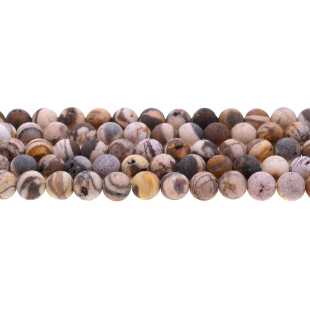 Brown Zebra Jasper Round Frosted 8mm -Loose Beads