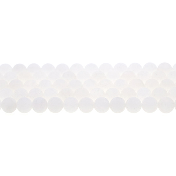 White Jade Round Frosted 8mm - Loose Beads
