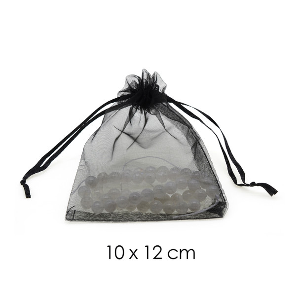 Organza Favor Fabric Bags 10x12cm - 100Pcs/Bundle - Black