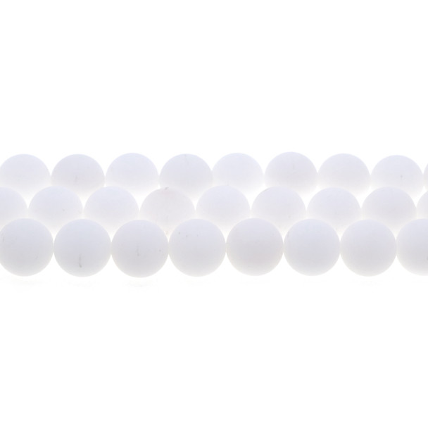 White Jade Round Frosted 12mm - Loose Beads