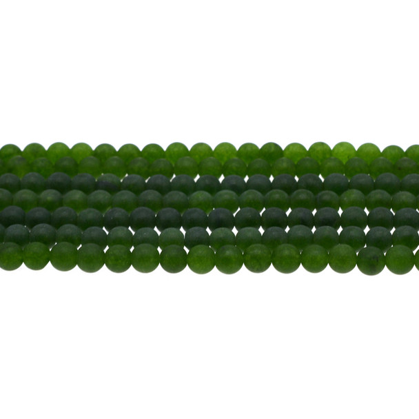 Dark Green Jade Round Frosted 6mm - Loose Beads