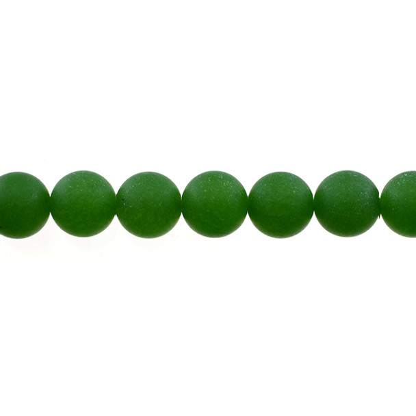 Dark Green Jade Round Frosted 12mm - Loose Beads