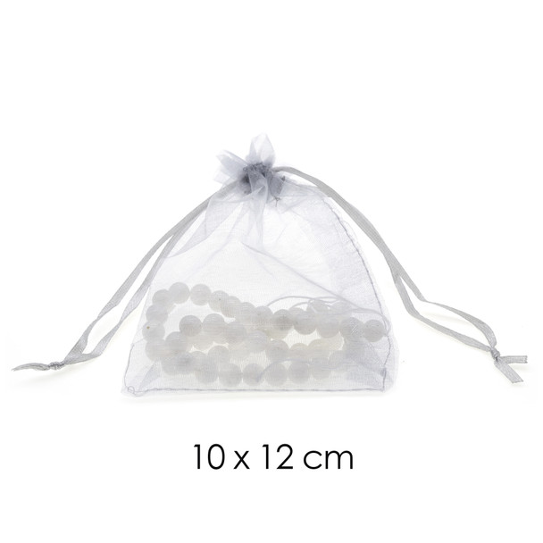 Organza Favor Fabric Bags 10x12cm - 100Pcs/Bundle - Grey