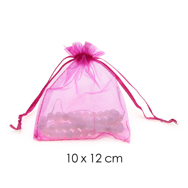 Organza Favor Fabric Bags 10x12cm - 100Pcs/Bundle - Fuchsia