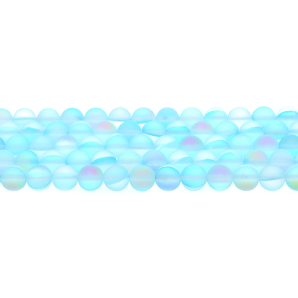 Aqua Synthetic Moonstone Neon Crystal Round Frosted 8mm - Loose Beads