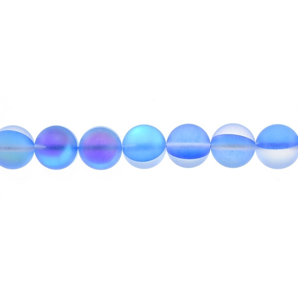 Sapphire Synthetic Moonstone Neon Crystal Round Frosted 12mm - Loose Beads