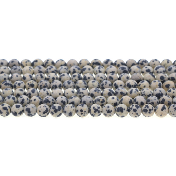 Dalmatian Jasper Round Frosted 6mm - Loose Beads