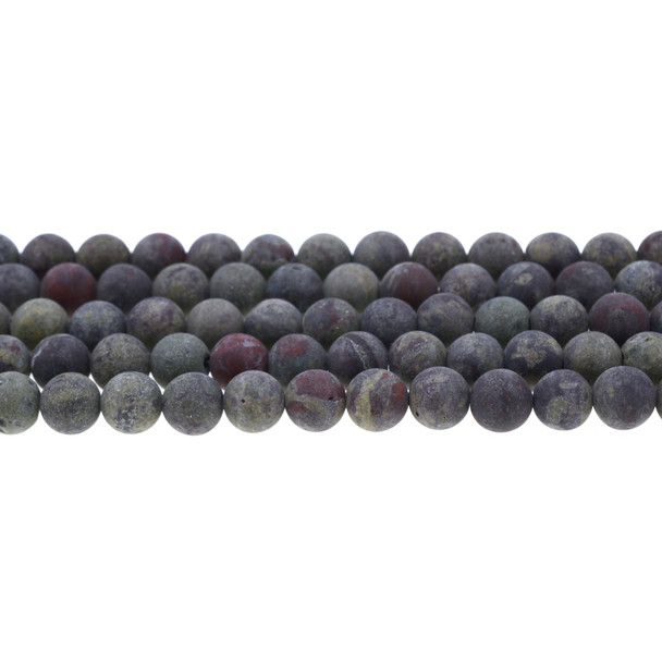 Dragon Blood Stone Jasper Round Frosted 8mm - Loose Beads