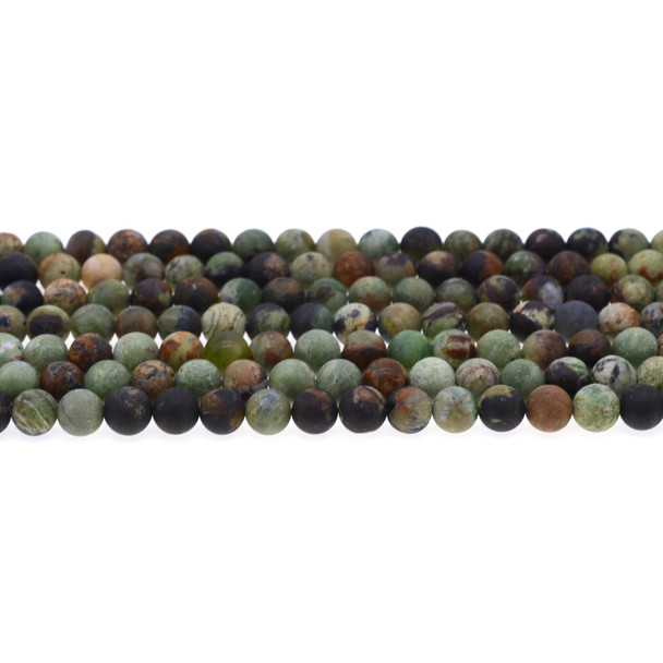 Green Opal Jasper Round Frosted 6mm - Loose Beads