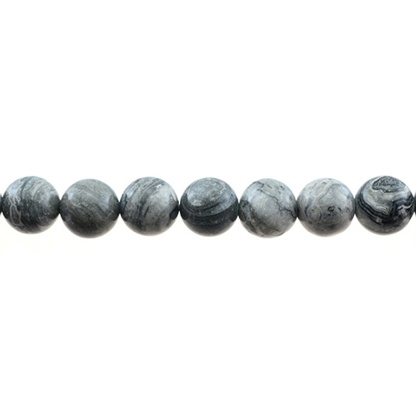 Grey Picture Jasper Round 12mm - Loose Beads