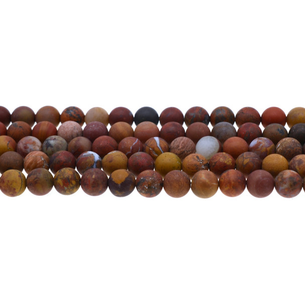 Golden Red Warring States Zhanguo Agate Round Frosted 8mm - Loose Beads