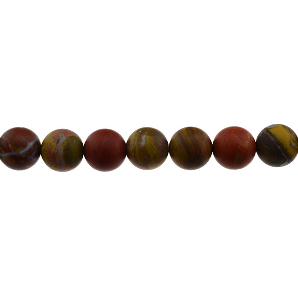 Golden Red Warring States Zhanguo Agate Round Frosted 12mm - Loose Beads