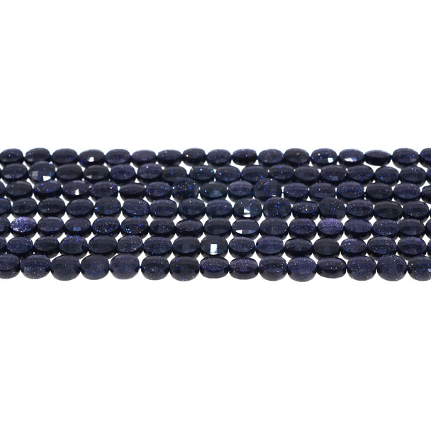 Blue Gold Stone Coin Puff Faceted Diamond Cut 6mm x 6mm x 3mm - Loose Beads