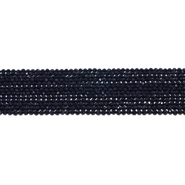 Blue Gold Stone Round Faceted Diamond Cut 3mm - Loose Beads