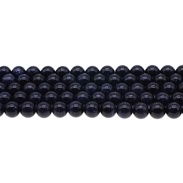 Blue Gold Stone Round 8mm - Loose Beads