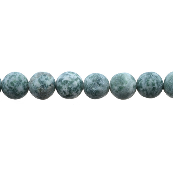 Green Spot Jasper Round Frosted 12mm - Loose Beads