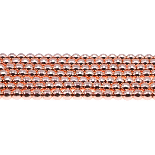 Rose Gold Plated Hematite Round 6mm - Loose Beads