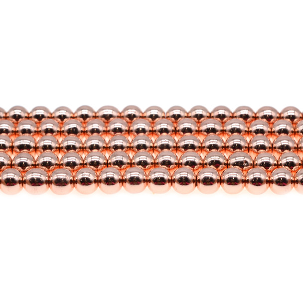 Rose Gold Plated Hematite Round 8mm - Loose Beads