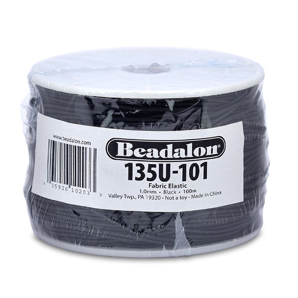 Fabric Elastic, 1.0 mm (.039 in), Black, 100 m (328 ft)