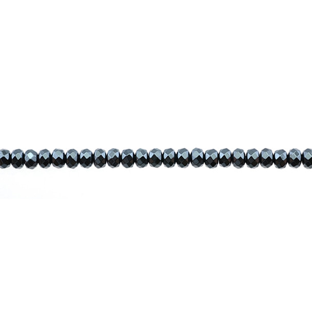 Hematite Roundels Faceted 4mm x 4mm x 3mm - Loose Beads