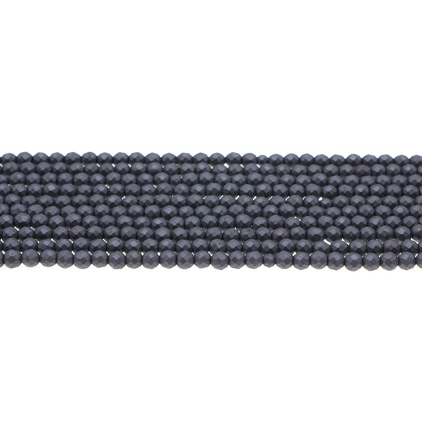 Hematite Round Faceted Frosted 4mm - Loose Beads