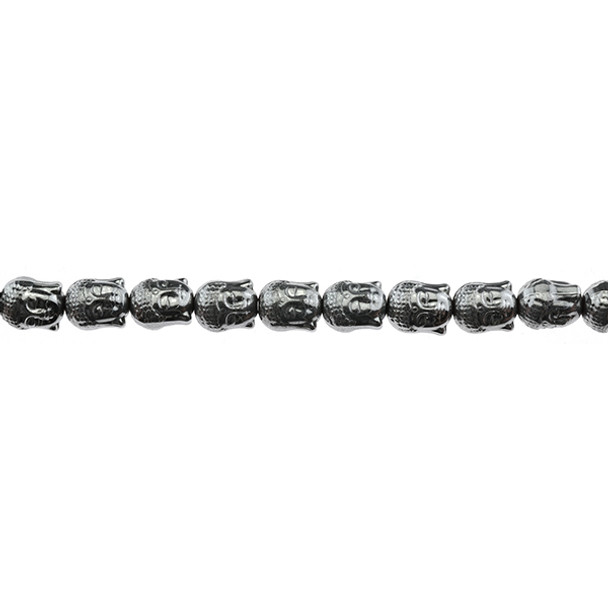 Silver Metallic Hematite Double Buddha Head 8mm x 10mm x 7mm - Loose Beads