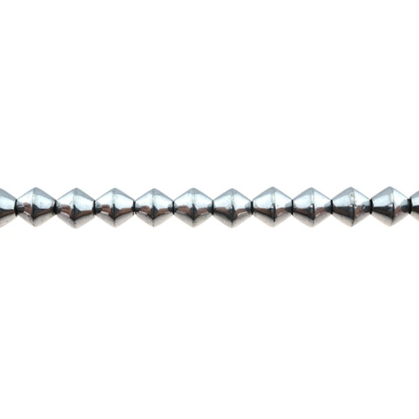 Silver Metallic Hematite Bicone 8mm x 8mm x 8mm - Loose Beads
