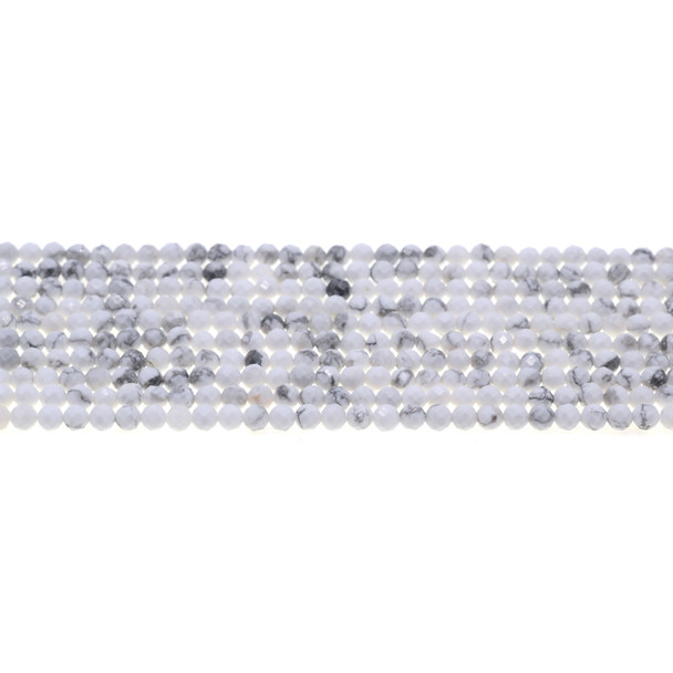 Howlite Round Faceted Diamond Cut 4mm - Loose Beads