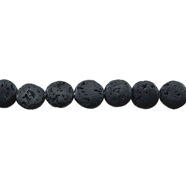 Black Lava Coin Puff 14mm x 14mm x 5mm - Loose Beads