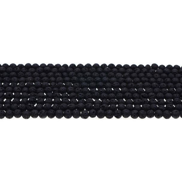Black Lava Round 4mm - Loose Beads