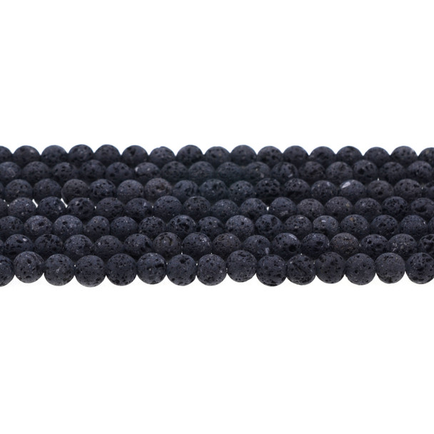 Black Lava Round 6mm Matte Frosted (Unwaxed) - Loose Beads