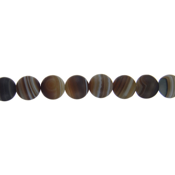 Brown Madagascar Agate Round Frosted 10mm - Loose Beads