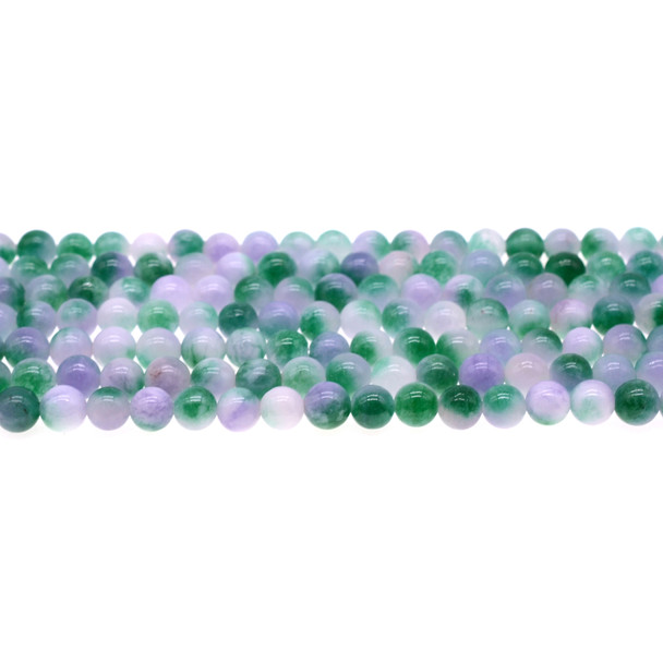 Multi-Colored Purple Green Jade Round 6mm - Loose Beads